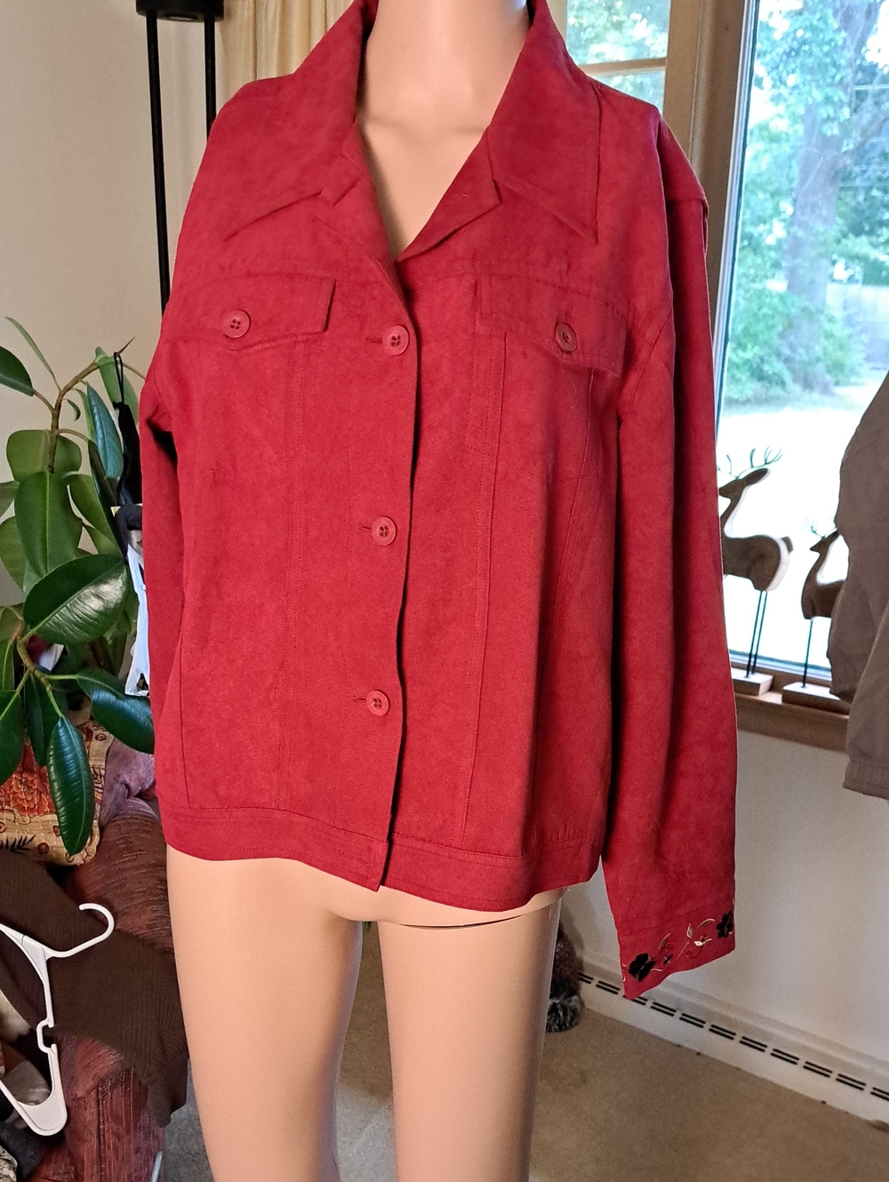 Relativity Red Women's Button-Front Jacket L Ptp 22